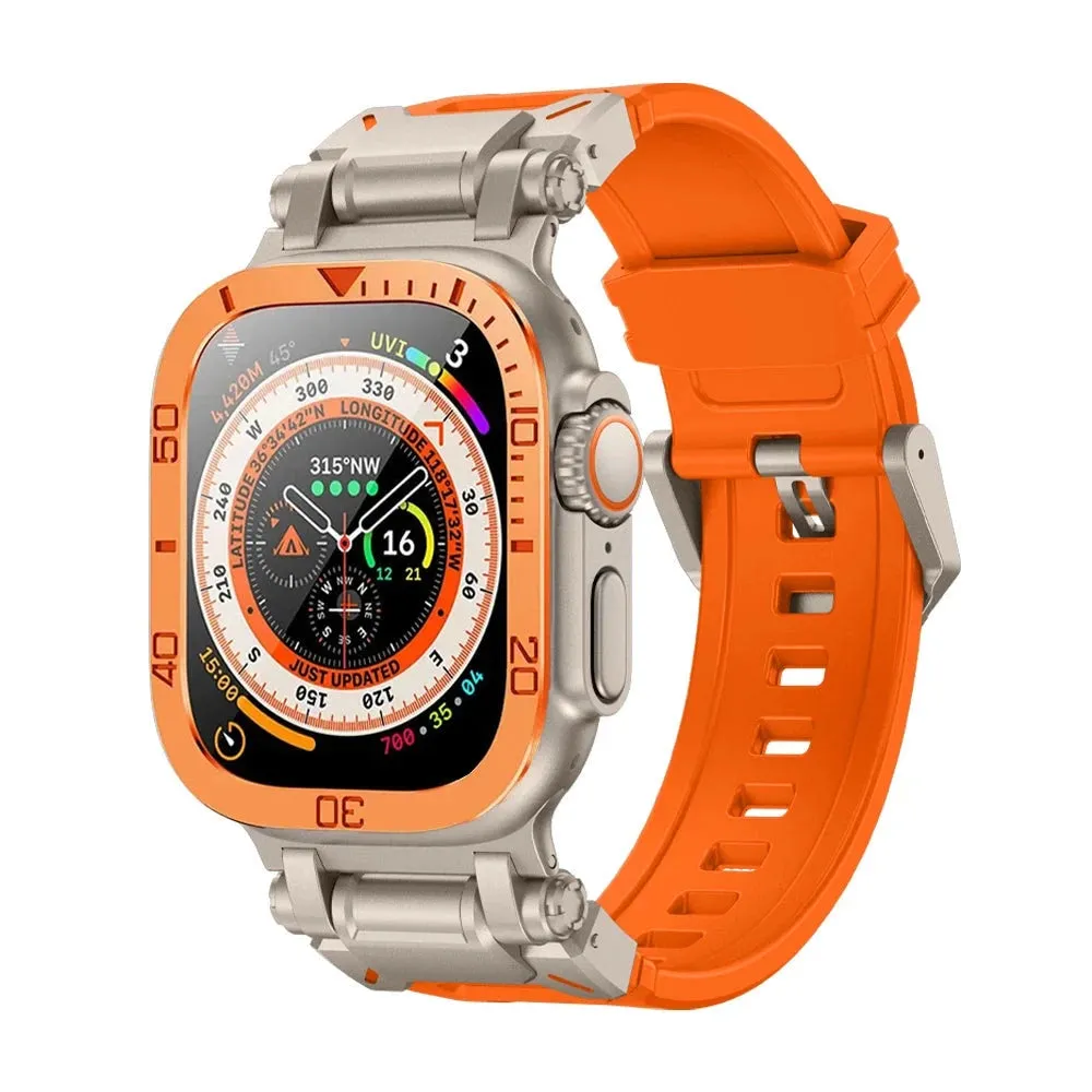 Rugged Silicon Band with Metal Case and Glass