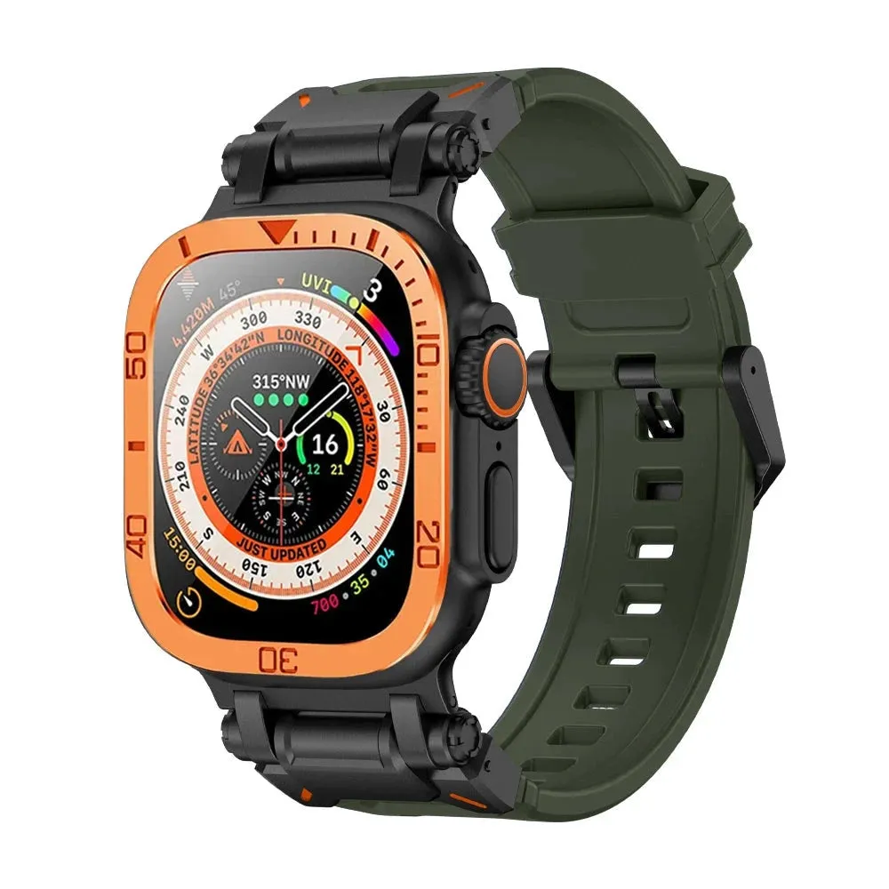 Rugged Silicon Band with Metal Case and Glass