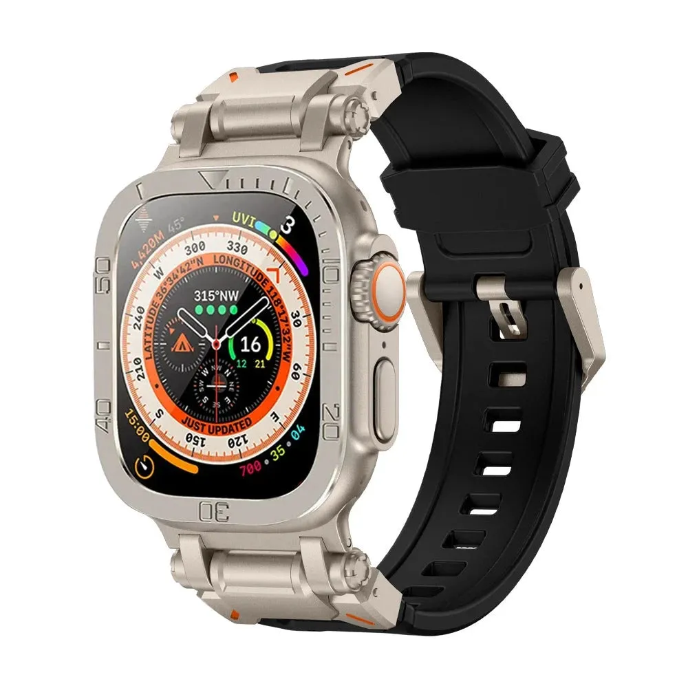 Rugged Silicon Band with Metal Case and Glass
