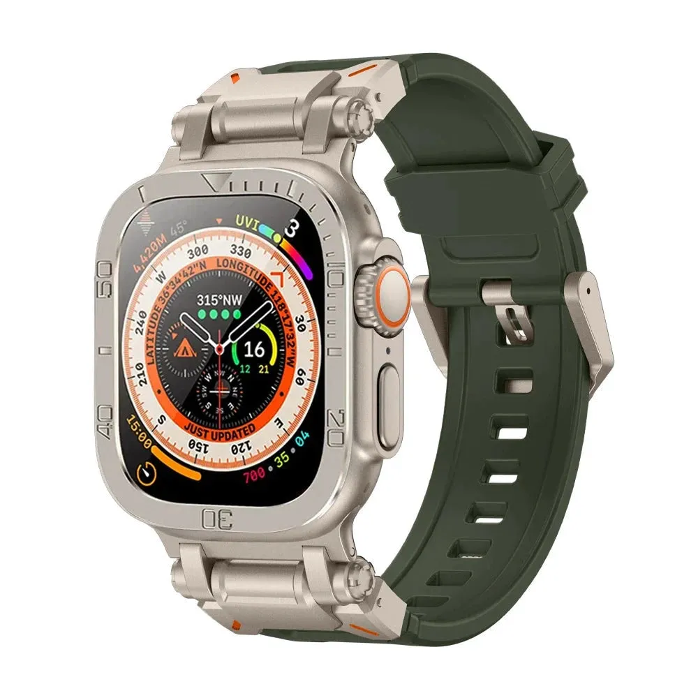 Rugged Silicon Band with Metal Case and Glass