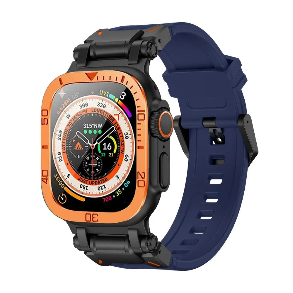 Rugged Silicon Band with Metal Case and Glass