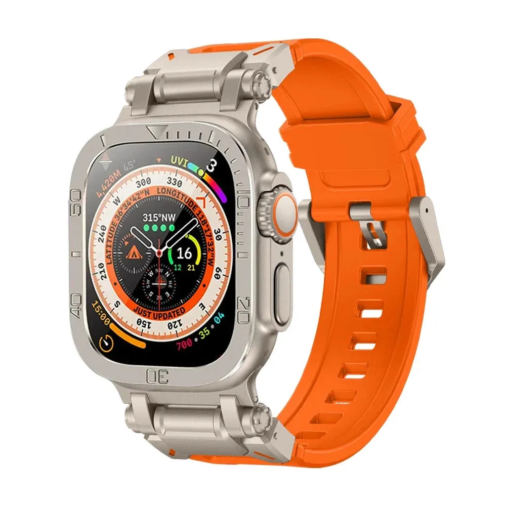 Rugged Silicon Band with Metal Case and Glass