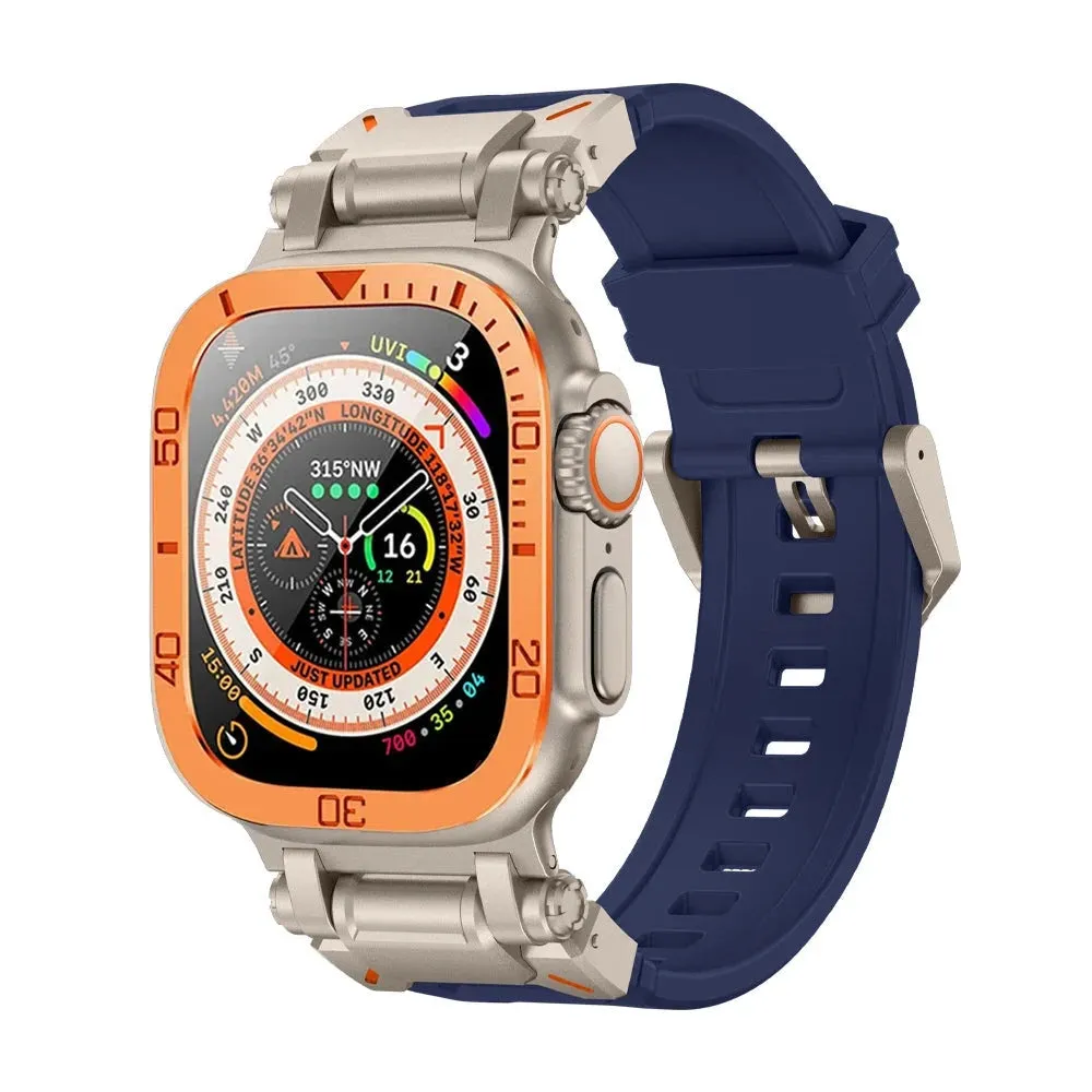 Rugged Silicon Band with Metal Case and Glass