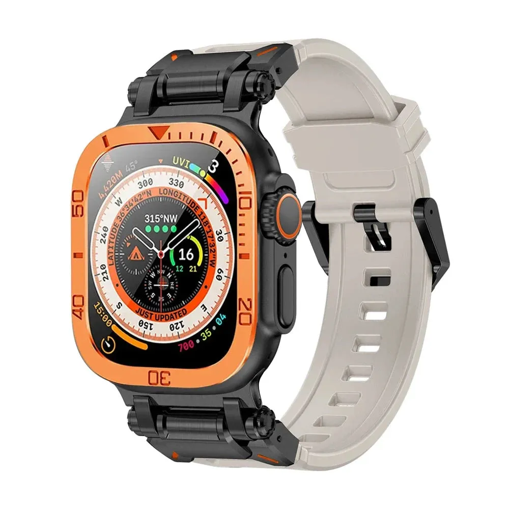 Rugged Silicon Band with Metal Case and Glass