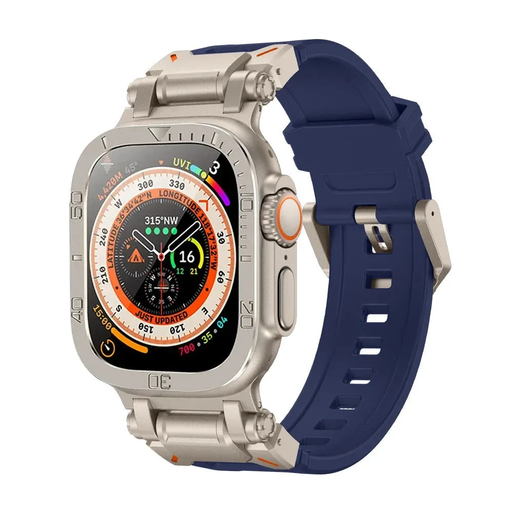 Rugged Silicon Band with Metal Case and Glass