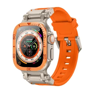 Rugged Silicon Band with Metal Case and Glass