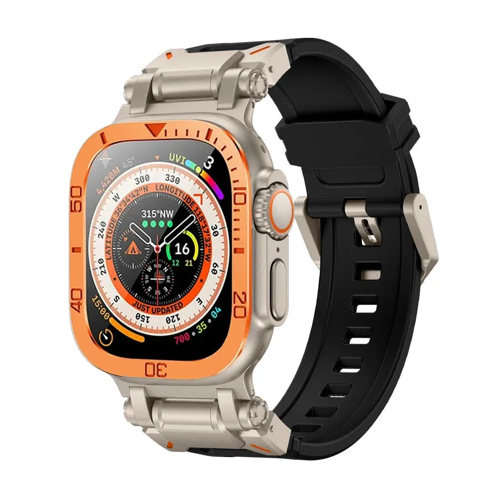 Rugged Silicon Band with Metal Case and Glass