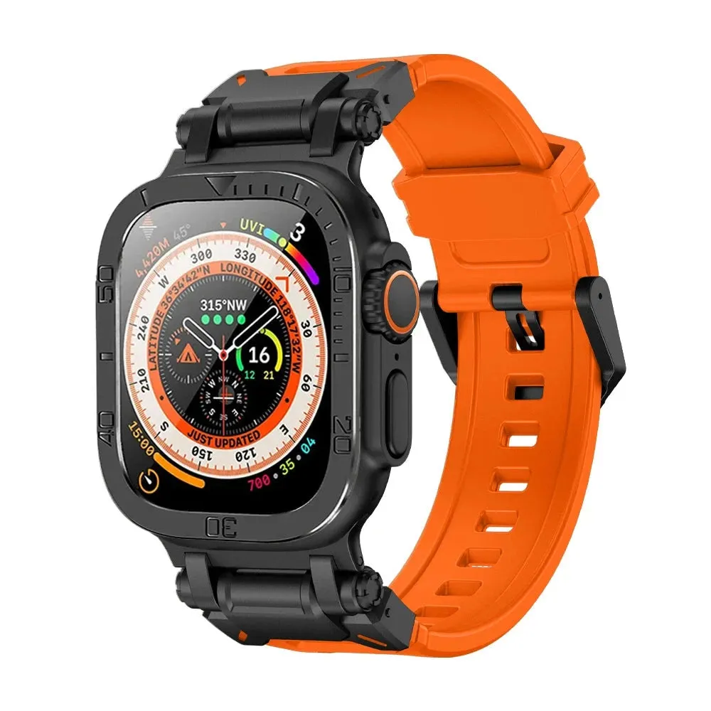 Rugged Silicon Band with Metal Case and Glass