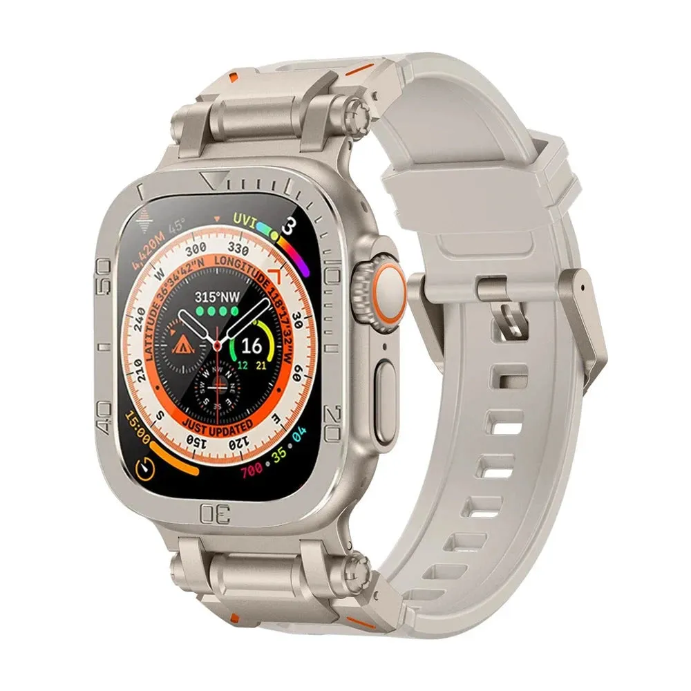 Rugged Silicon Band with Metal Case and Glass