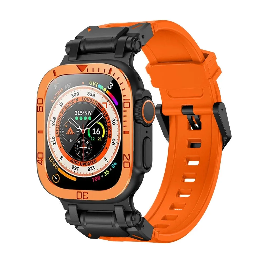 Rugged Silicon Band with Metal Case and Glass