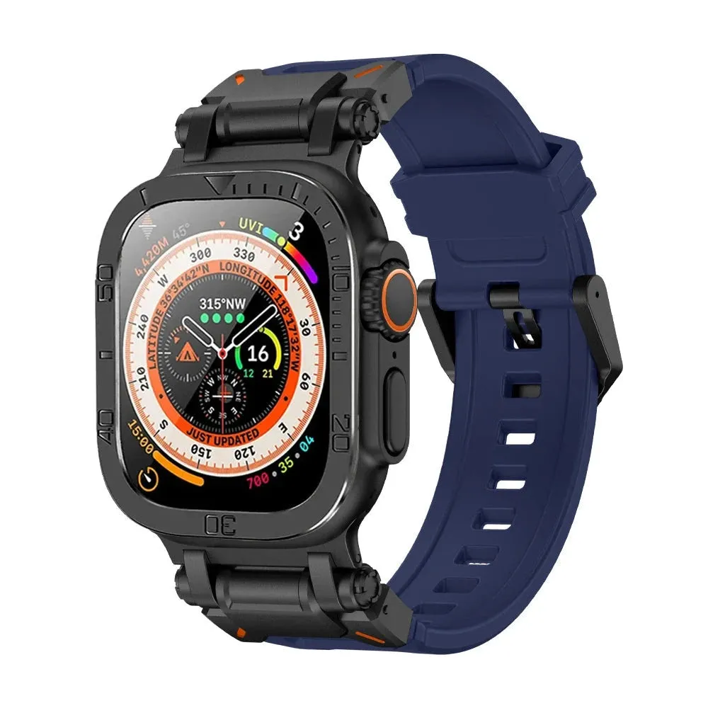 Rugged Silicon Band with Metal Case and Glass