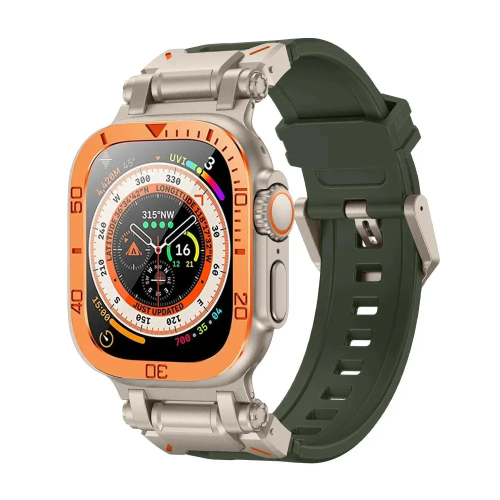 Rugged Silicon Band with Metal Case and Glass