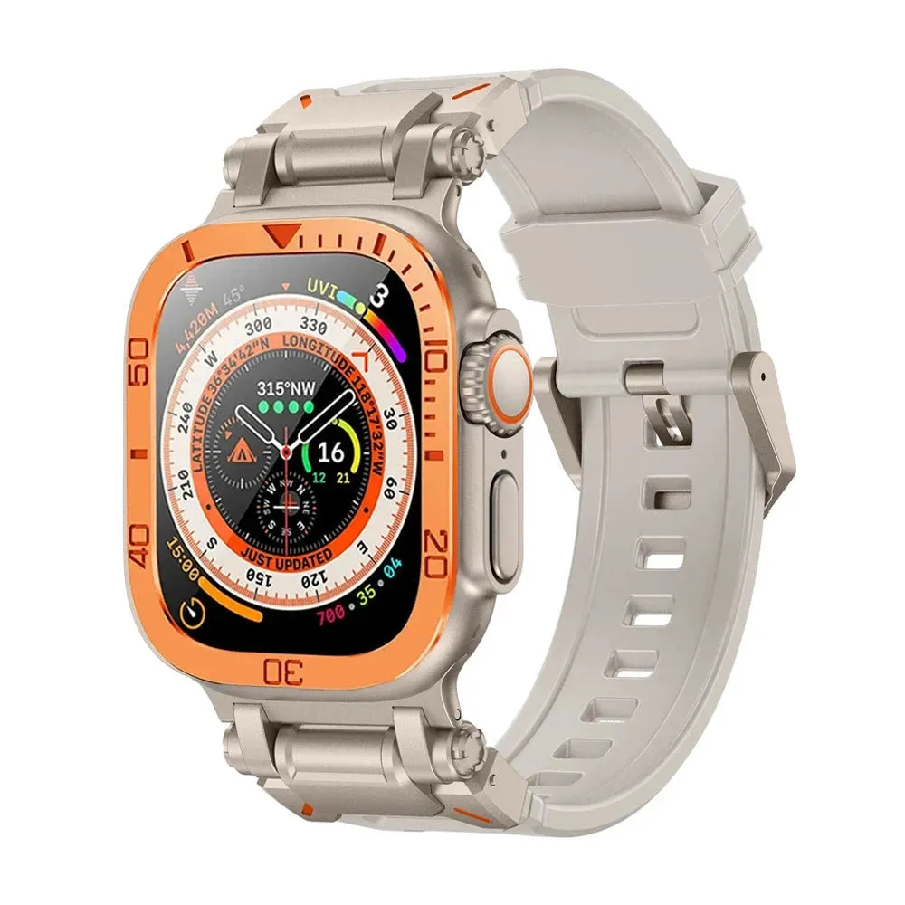 Rugged Silicon Band with Metal Case and Glass