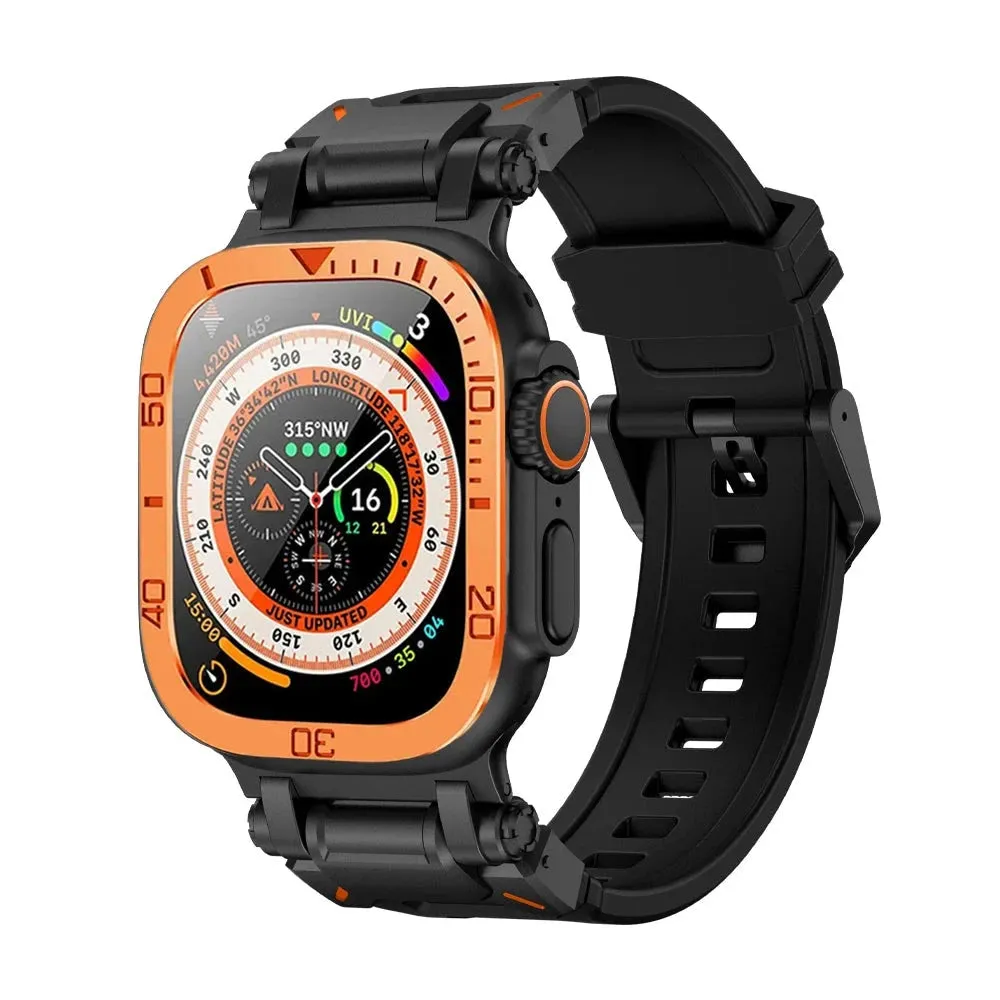 Rugged Silicon Band with Metal Case and Glass