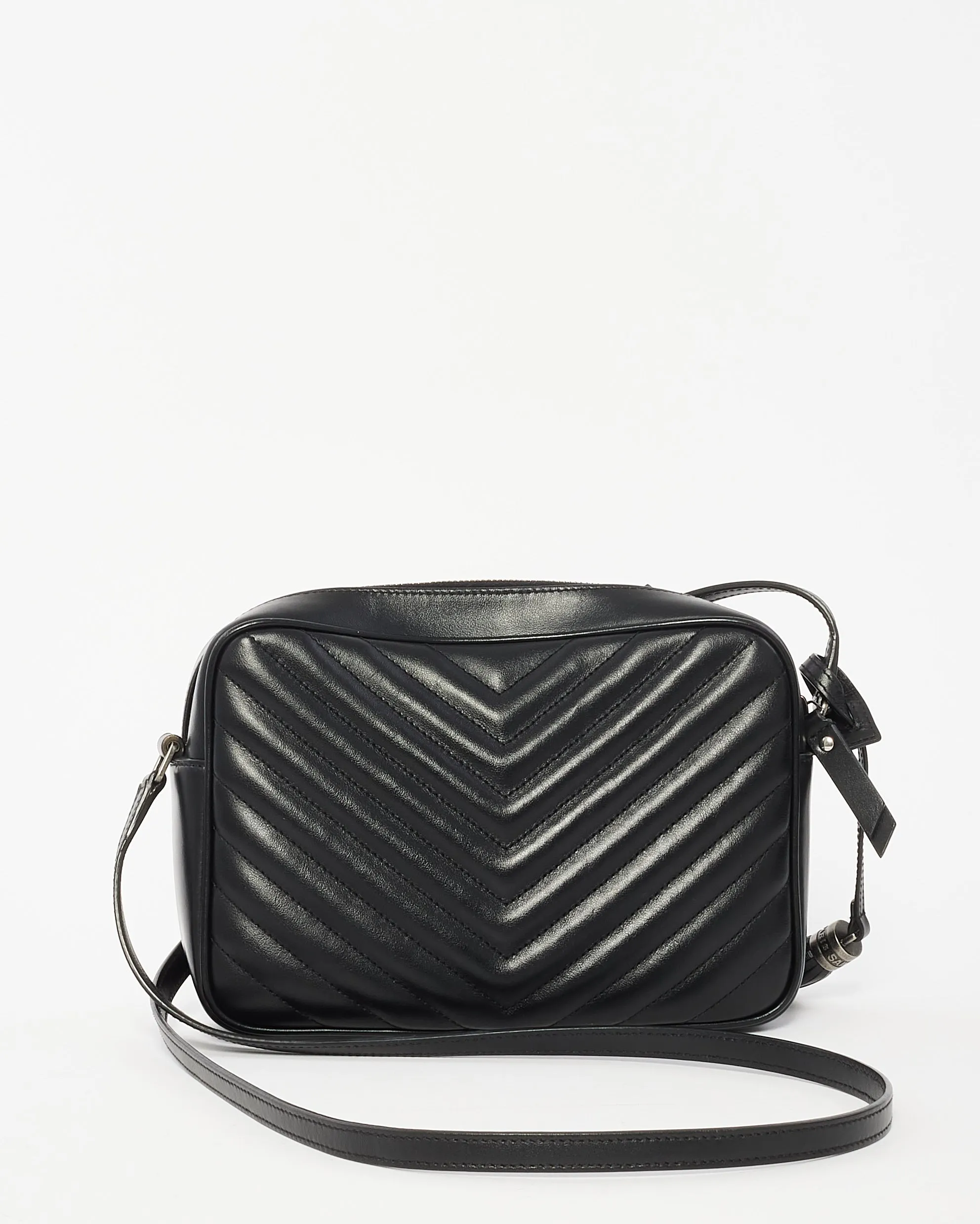 Saint Laurent Black Chevron Quilted Leather Lou Camera Bag