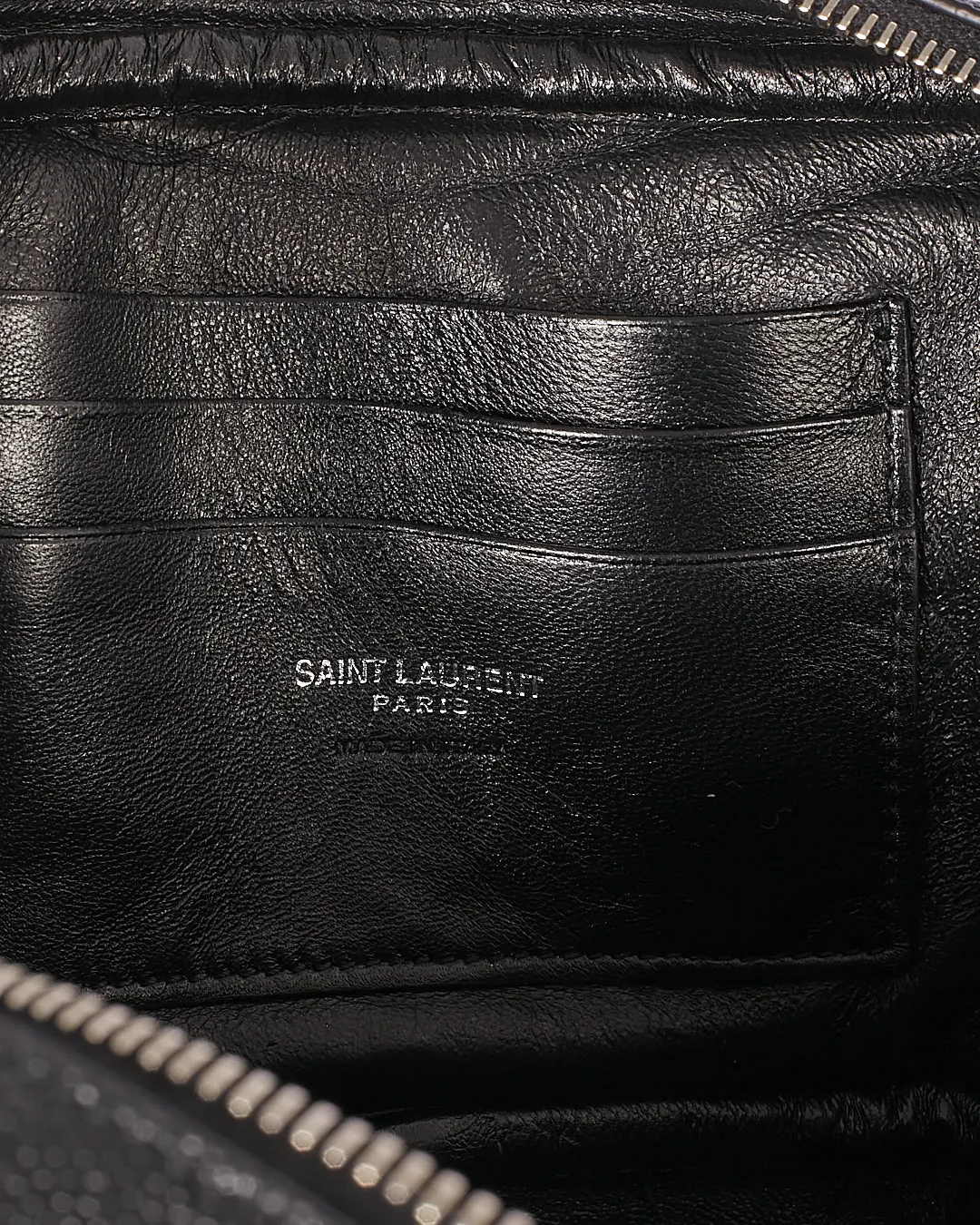 Saint Laurent Black Grain De Poudre Monogram Matelassé Mini Lou Camera Bag