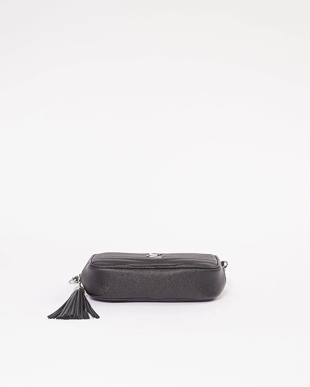 Saint Laurent Black Grain De Poudre Monogram Matelassé Mini Lou Camera Bag