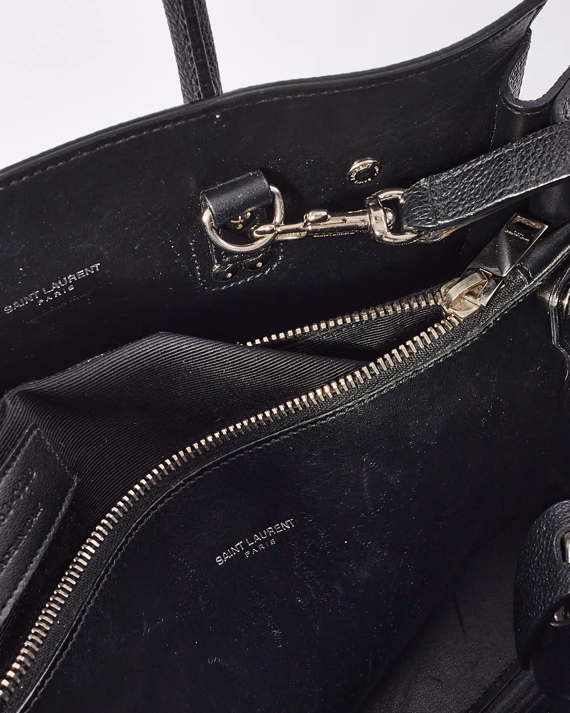 Saint Laurent Black Grained Leather Baby Sac Du Jour with Silver Hardware