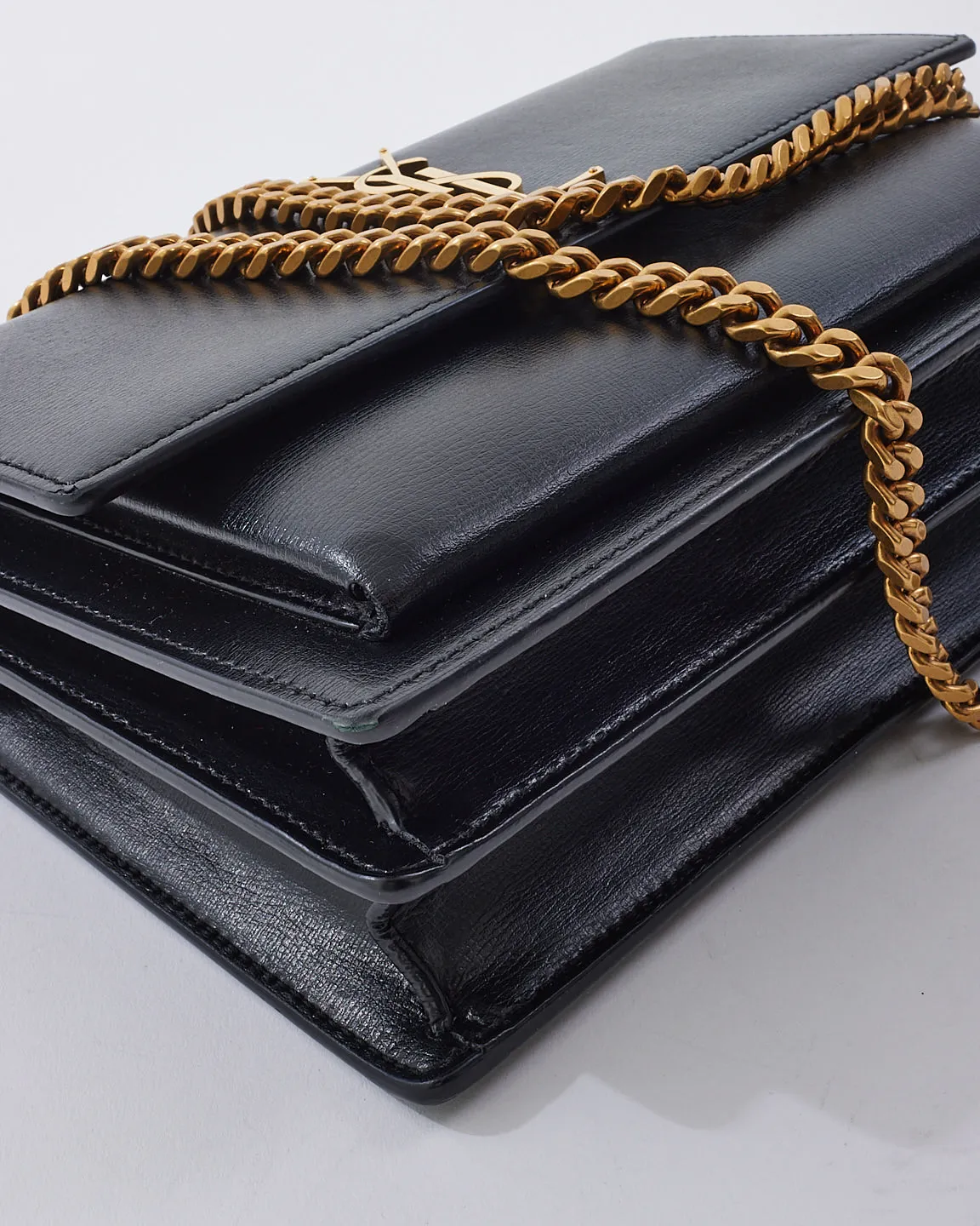 Saint Laurent Black Leather Medium Sunset Bag