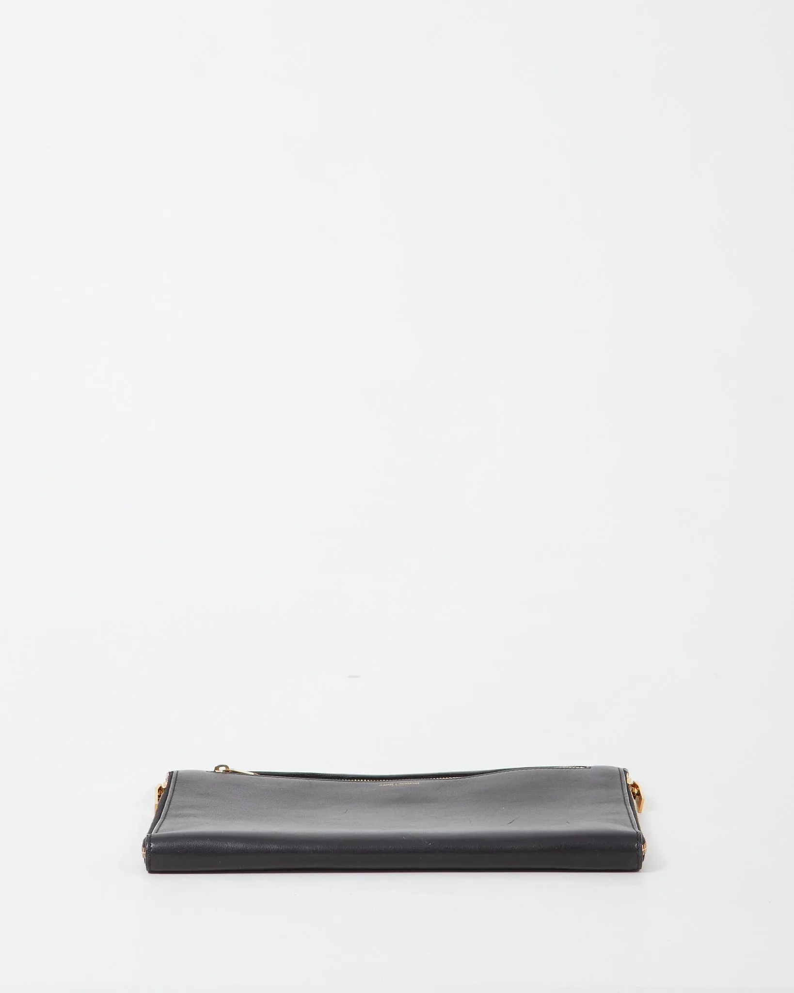 Saint Laurent Black Leather Zipper Pouch
