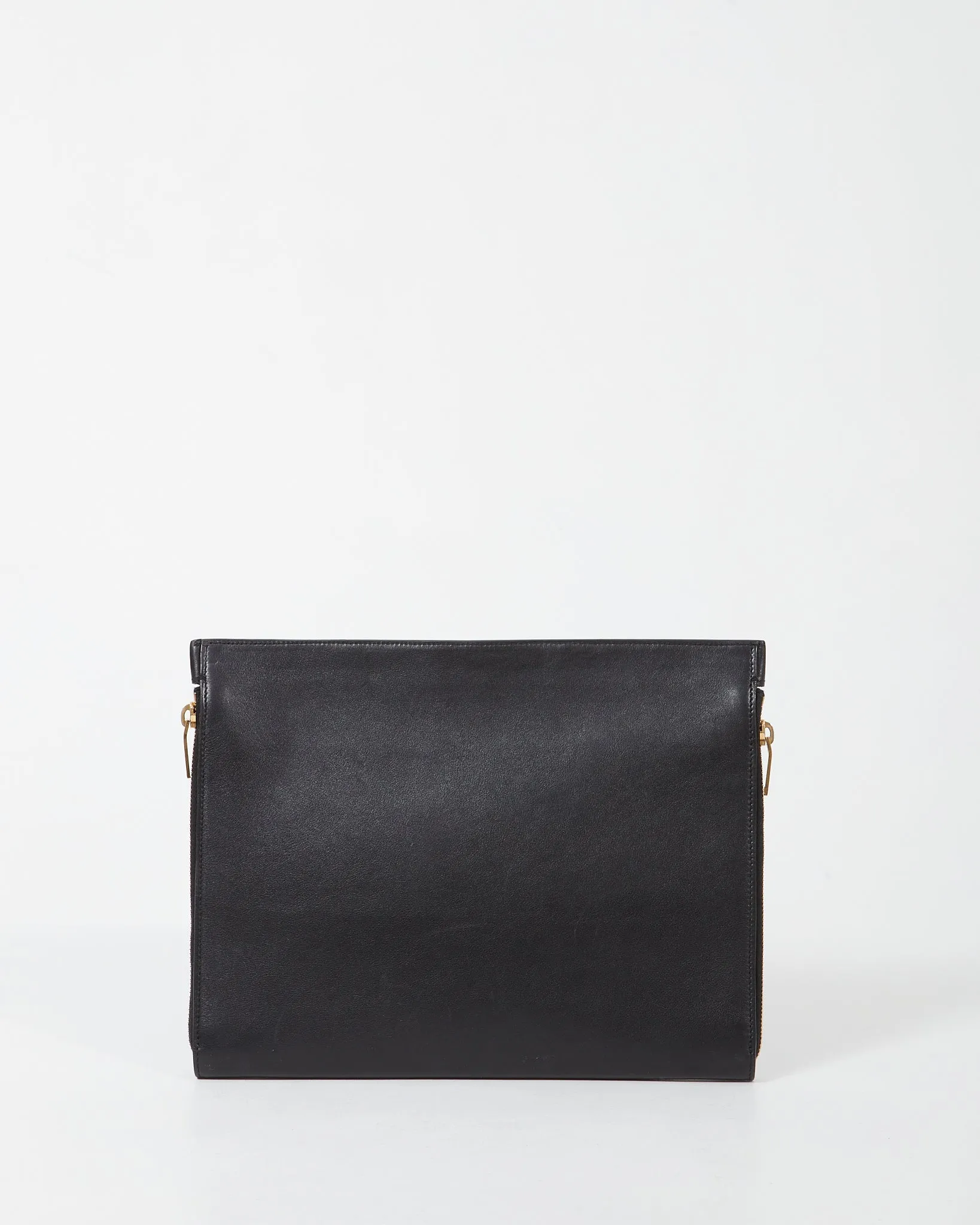 Saint Laurent Black Leather Zipper Pouch
