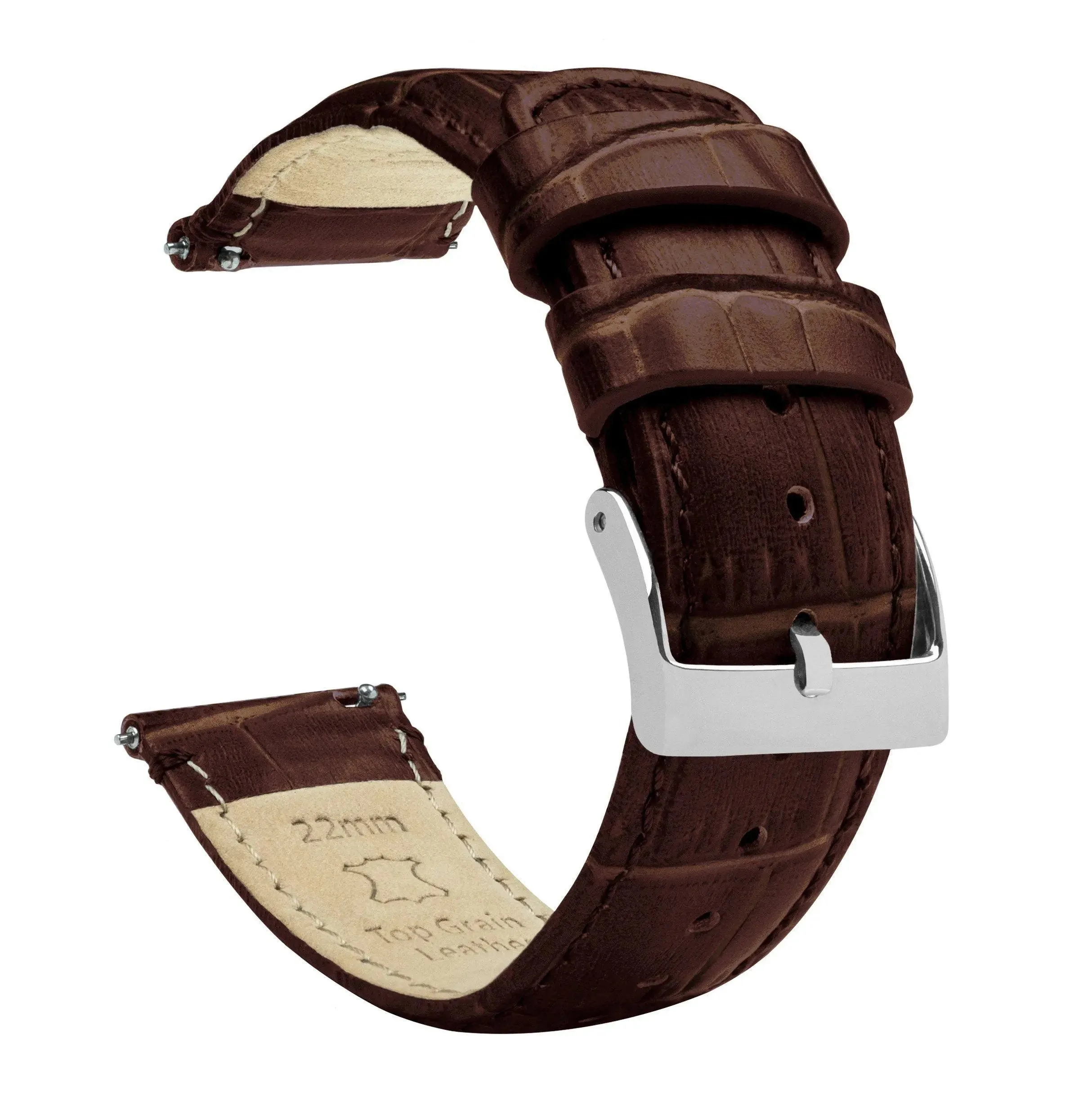 Samsung Galaxy Watch Active 2 Coffee Brown Alligator Grain Leather Watch Band