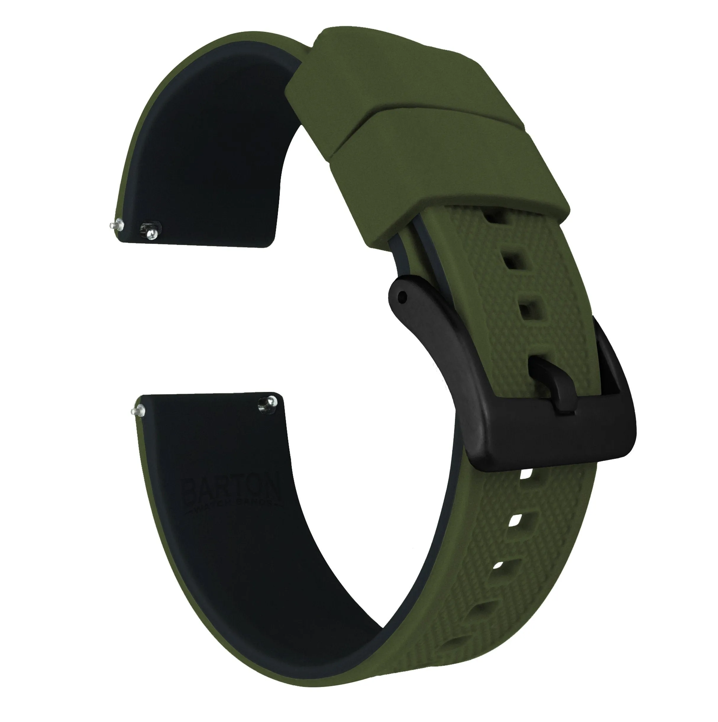 Samsung Galaxy Watch Active 2 Elite Silicone Army Green Top Black Bottom Watch Band