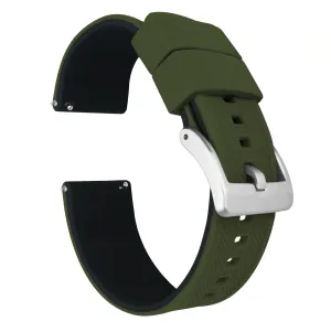 Samsung Galaxy Watch Active 2 Elite Silicone Army Green Top Black Bottom Watch Band