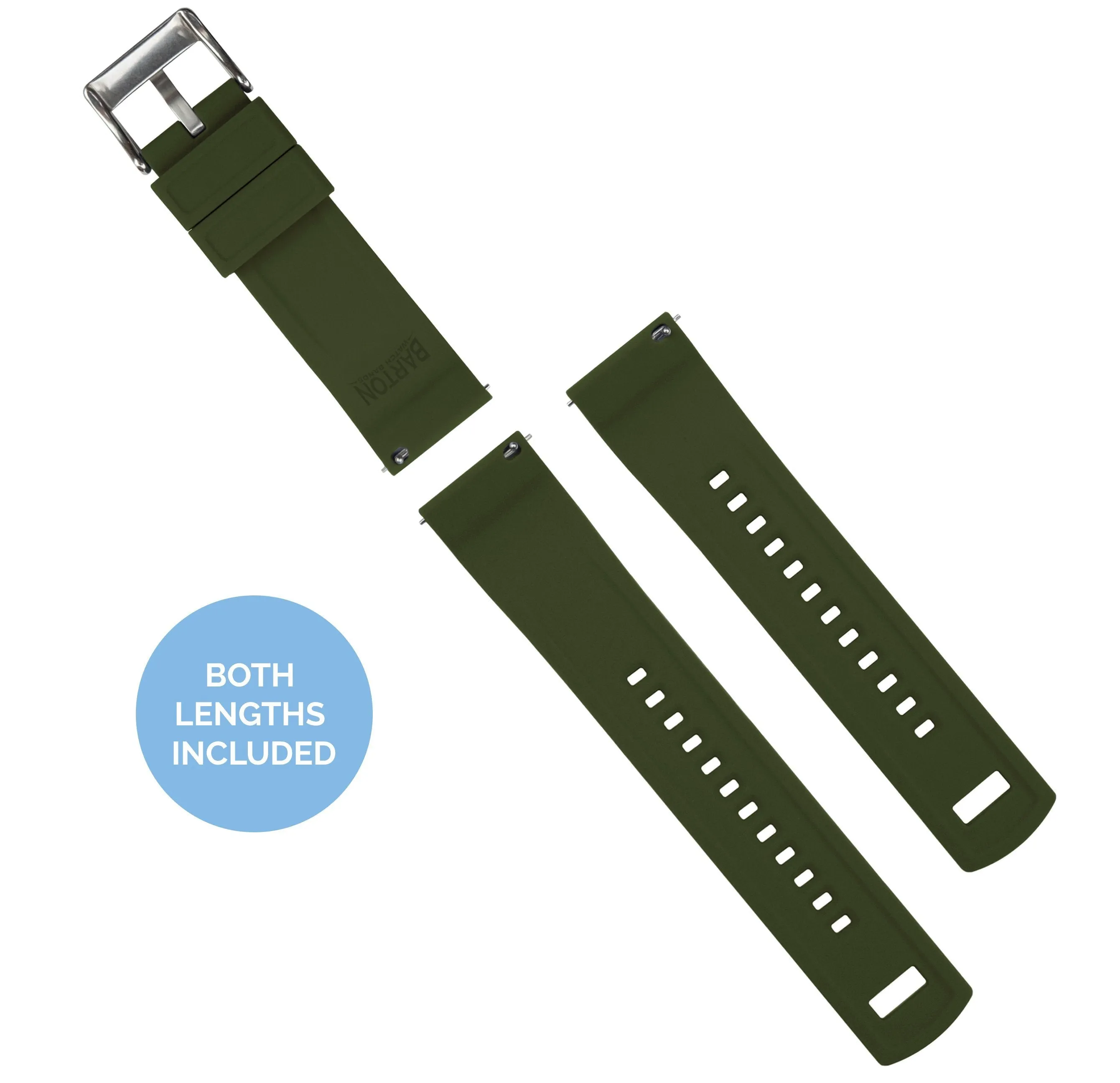 Samsung Galaxy Watch Active 2 Elite Silicone Black Top Army Green Bottom Watch Band