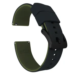 Samsung Galaxy Watch Active 2 Elite Silicone Black Top Army Green Bottom Watch Band