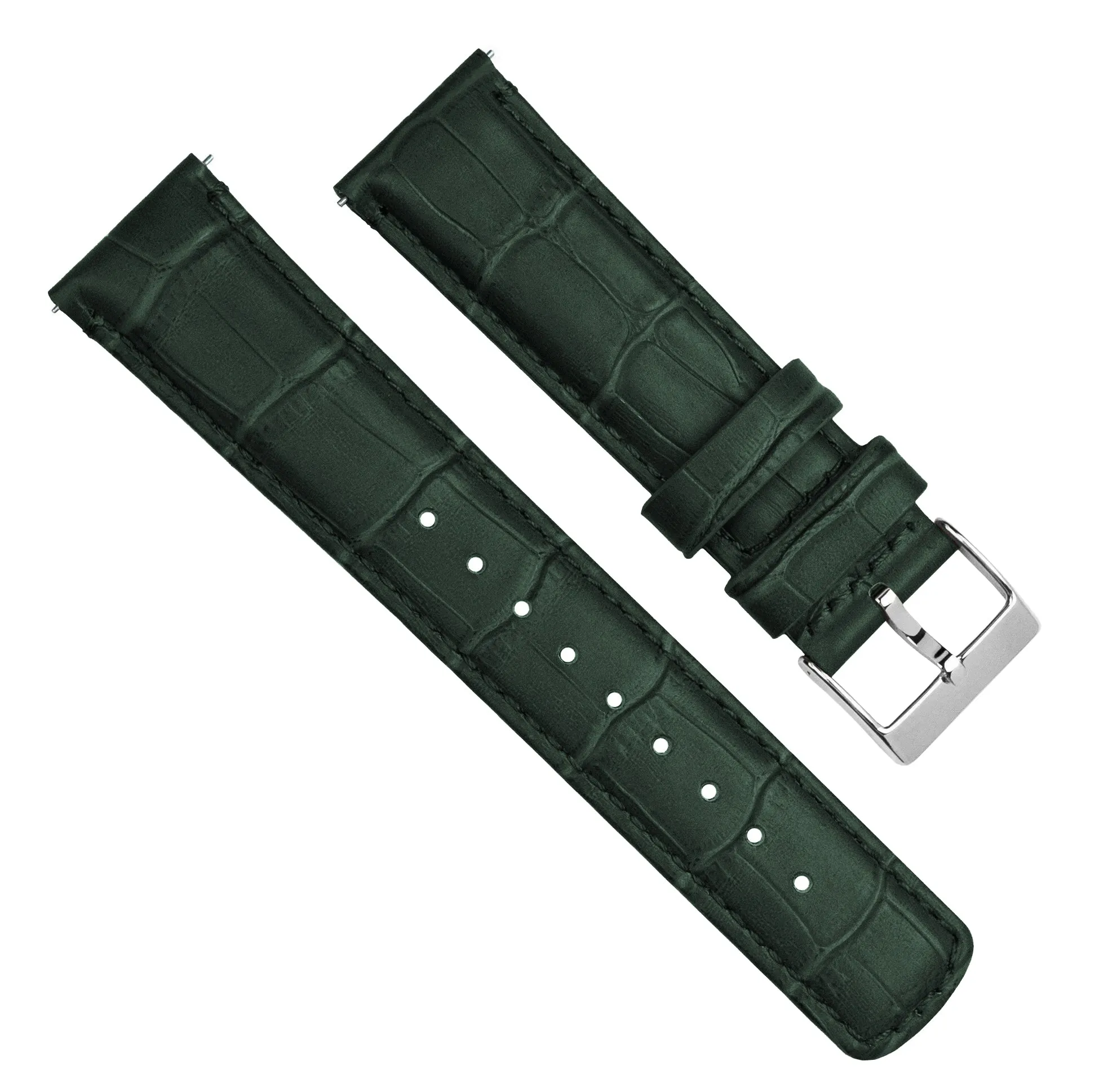 Samsung Galaxy Watch Active 2 Forest Green Alligator Grain Leather Watch Band