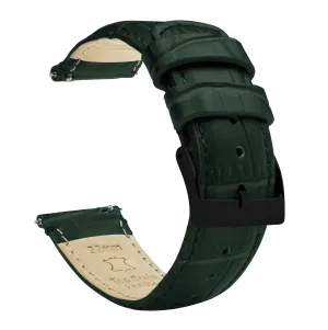 Samsung Galaxy Watch Active 2 Forest Green Alligator Grain Leather Watch Band