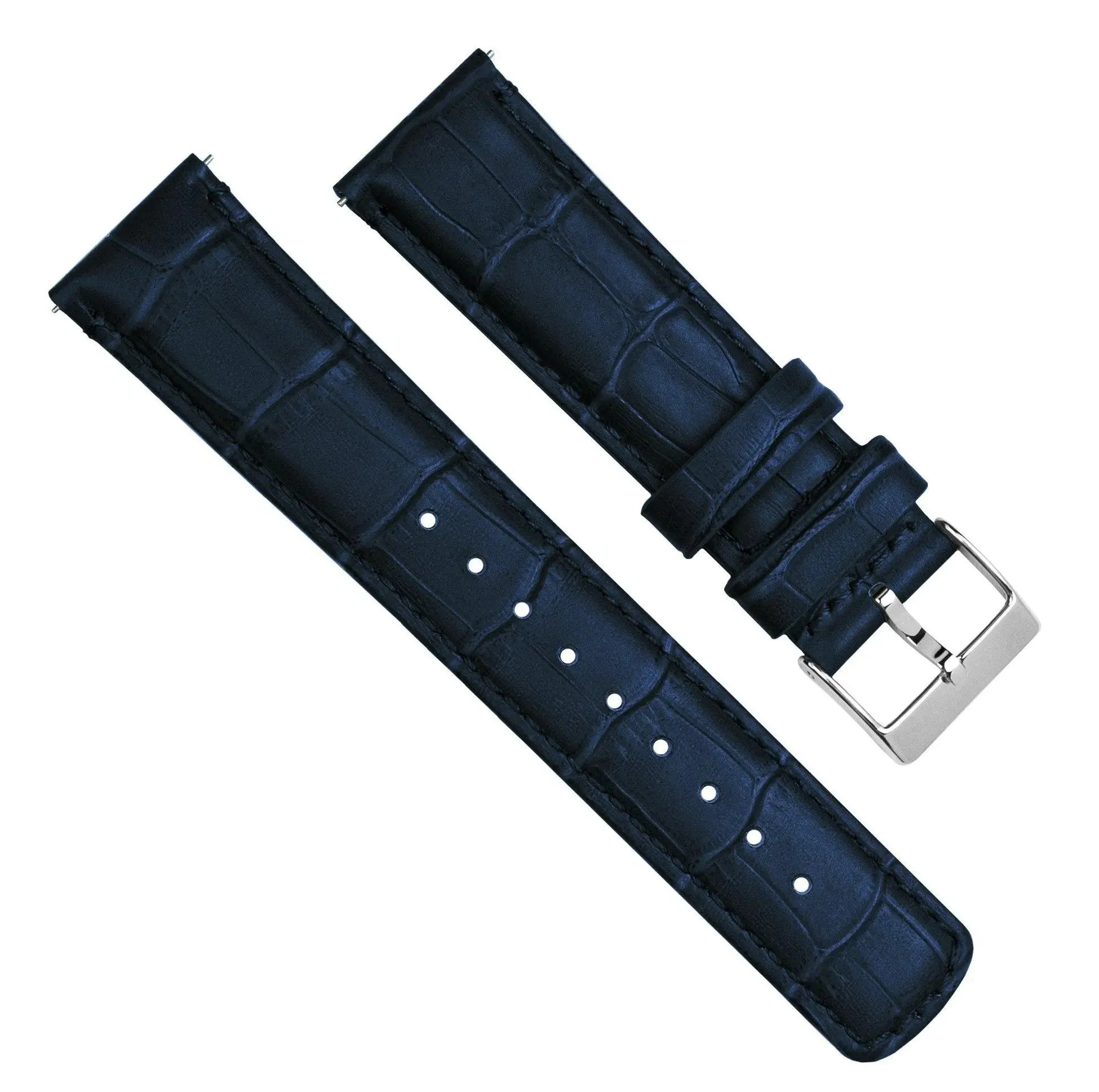 Samsung Galaxy Watch Active 2 Navy Blue Alligator Grain Leather Watch Band