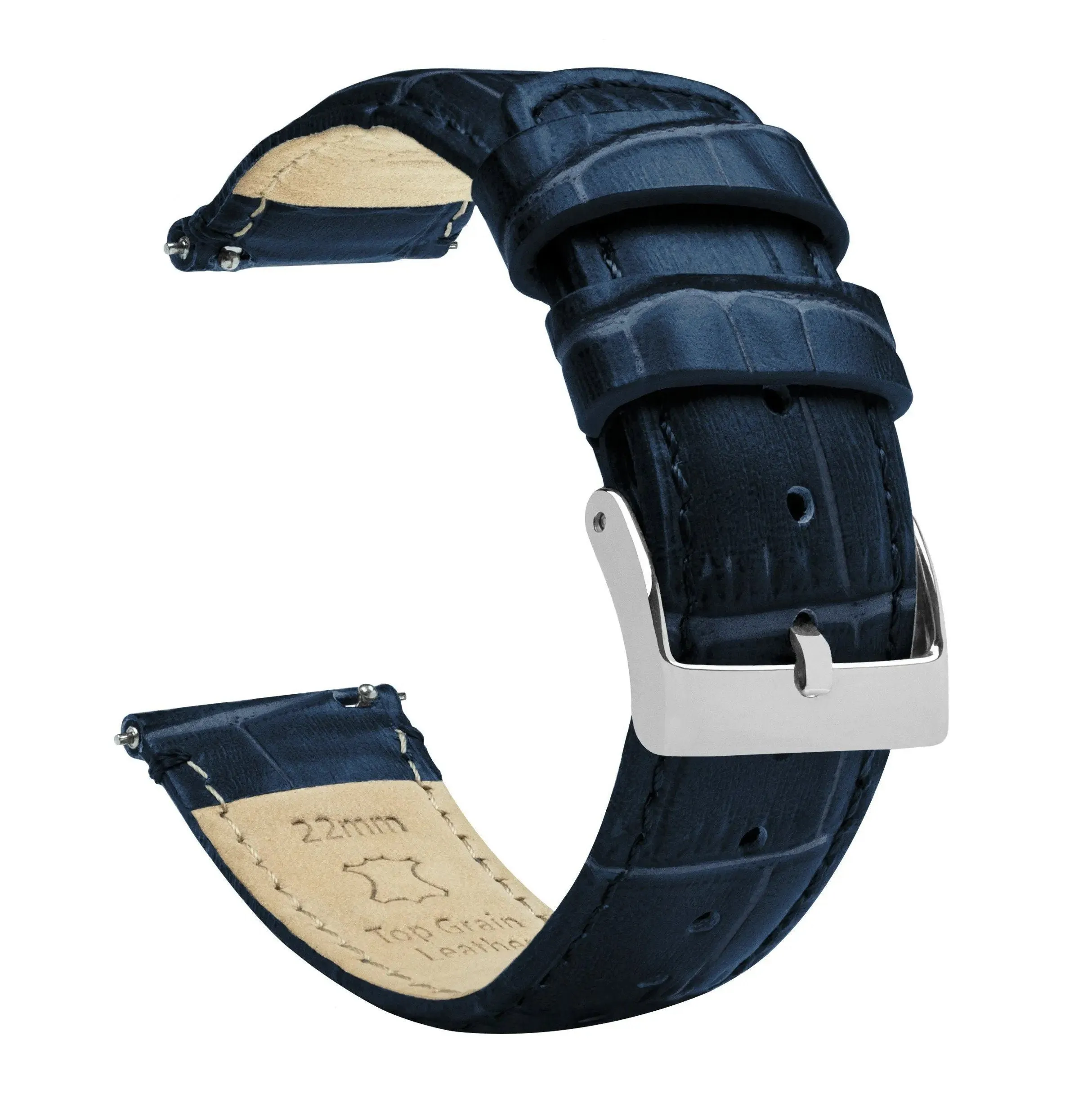 Samsung Galaxy Watch Active 2 Navy Blue Alligator Grain Leather Watch Band