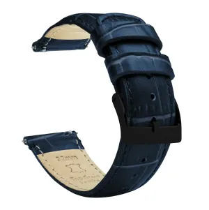 Samsung Galaxy Watch Active 2 Navy Blue Alligator Grain Leather Watch Band