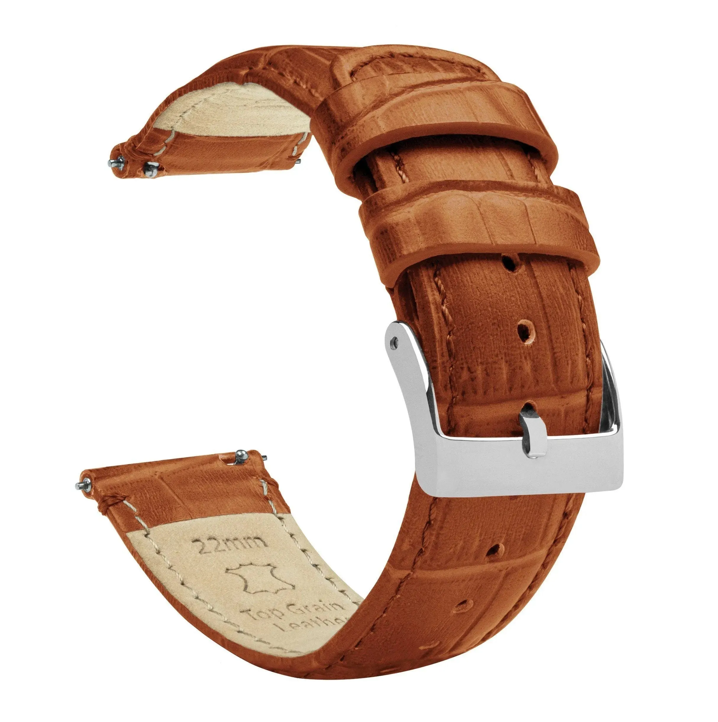 Samsung Galaxy Watch Active 2 Toffee Brown Alligator Grain Leather Watch Band