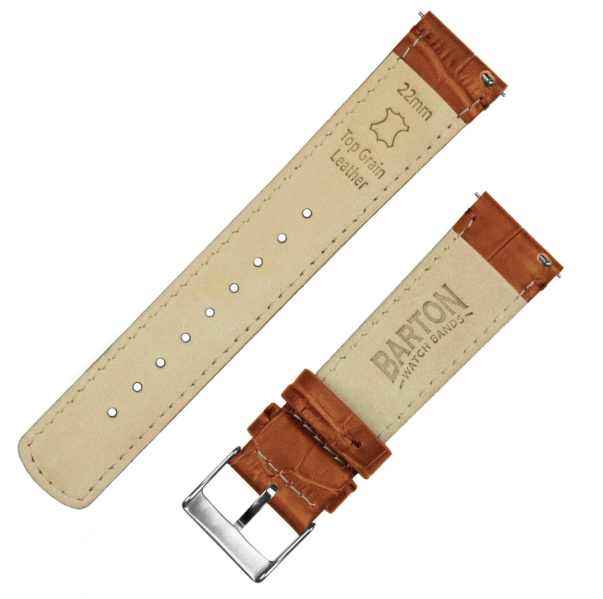 Samsung Galaxy Watch Active 2 Toffee Brown Alligator Grain Leather Watch Band