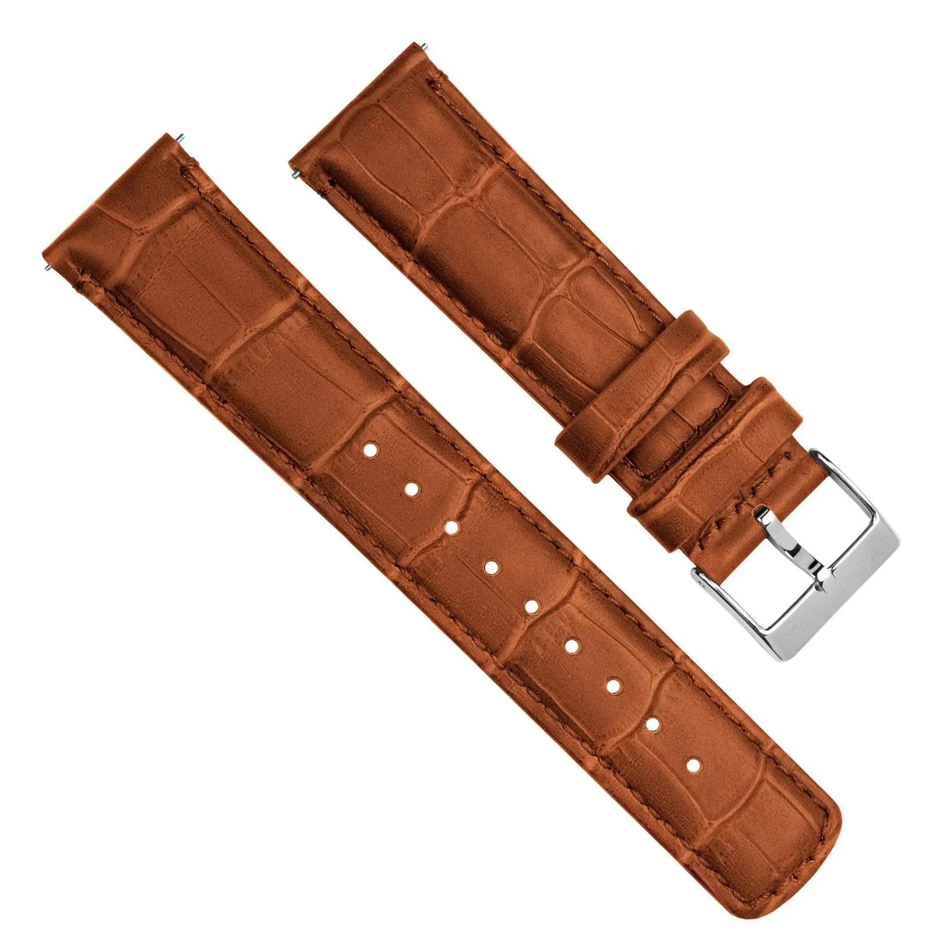 Samsung Galaxy Watch Active 2 Toffee Brown Alligator Grain Leather Watch Band