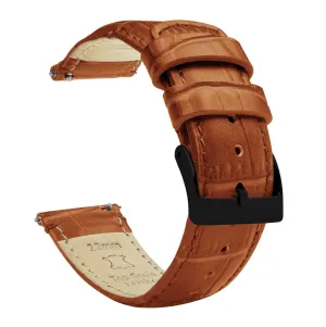 Samsung Galaxy Watch Active 2 Toffee Brown Alligator Grain Leather Watch Band
