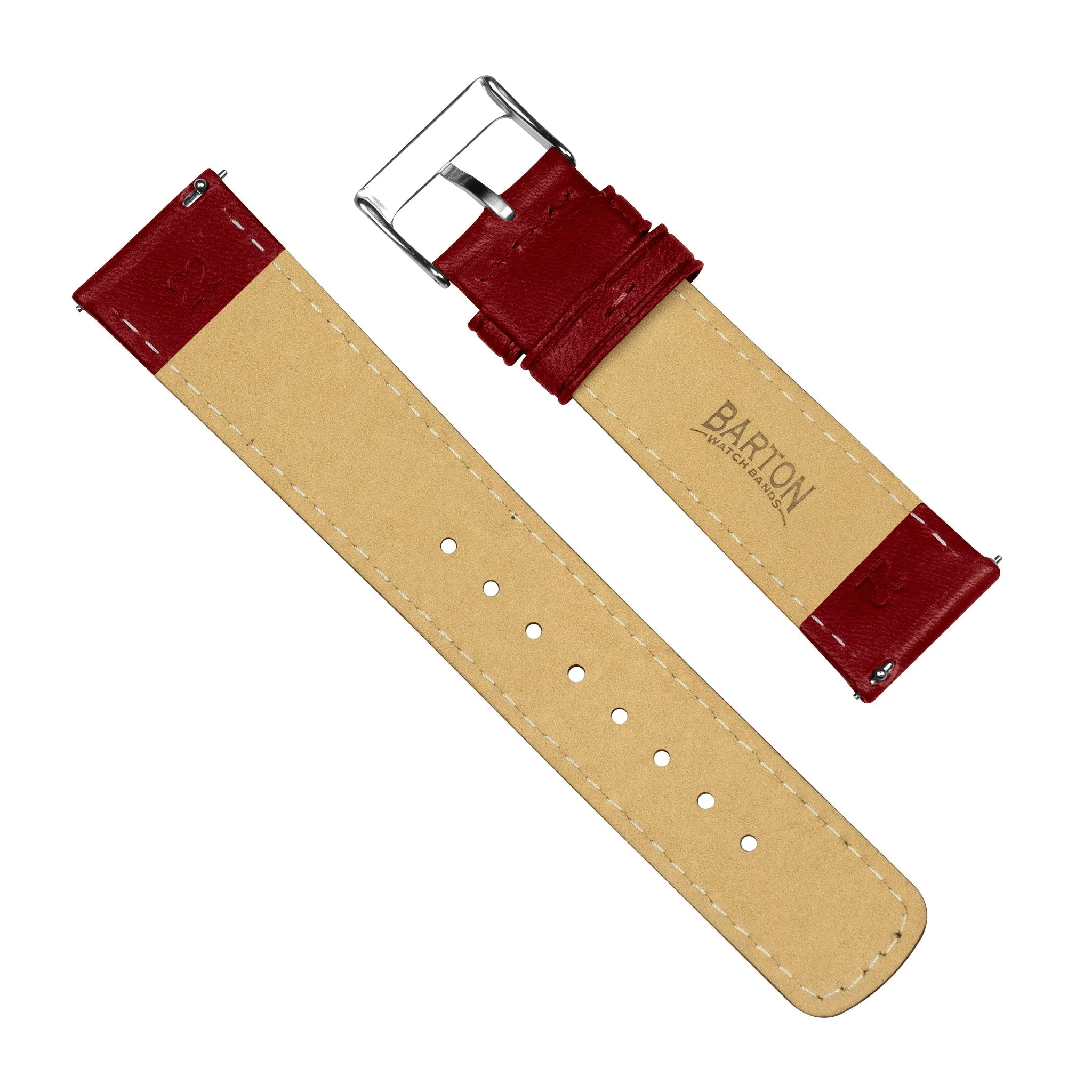 Samsung Galaxy Watch Active Classic Horween Leather Crimson Red Watch Band