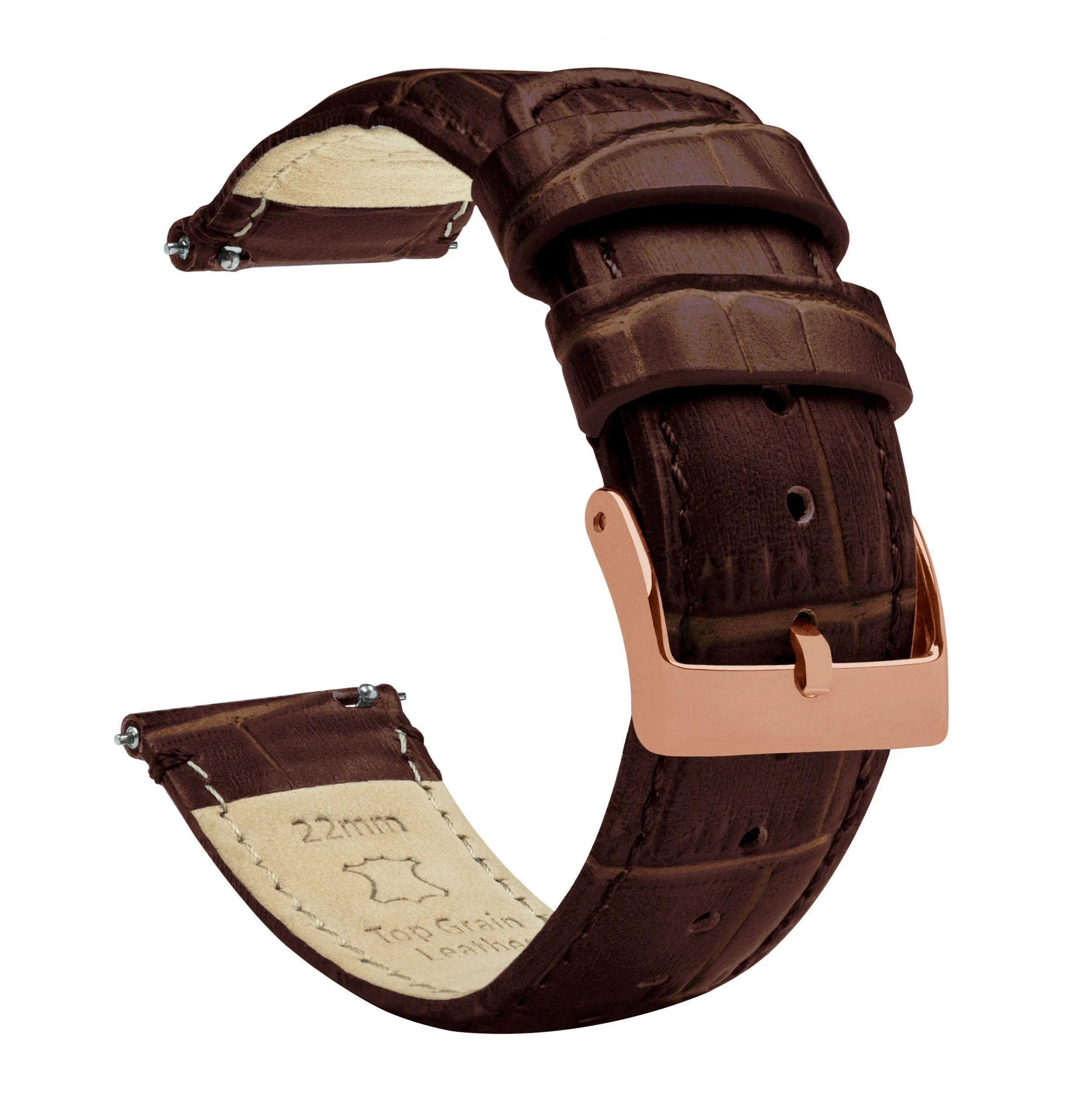 Samsung Galaxy Watch Active Coffee Brown Alligator Grain Leather Watch Band