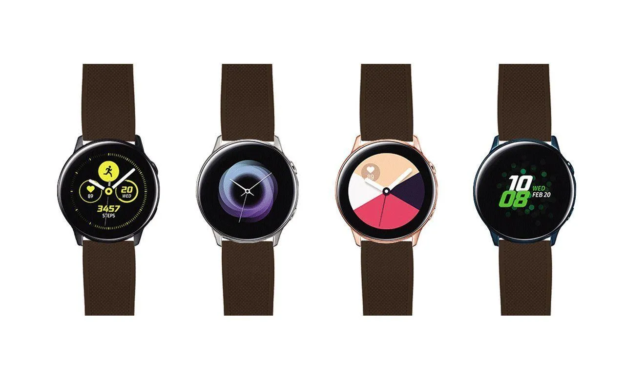 Samsung Galaxy Watch Active Elite Silicone Brown Top Khaki Bottom Watch Band