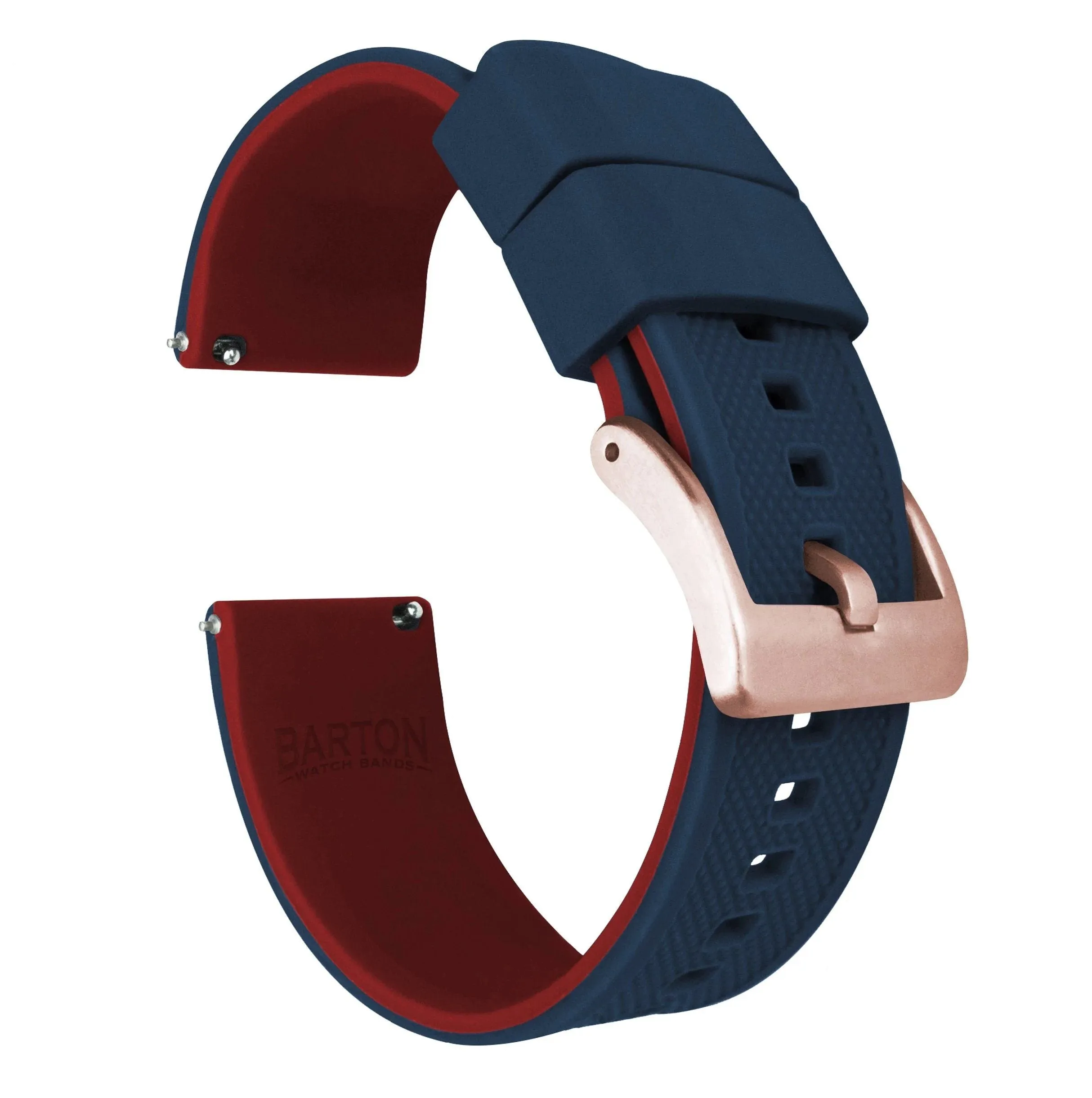 Samsung Galaxy Watch Active Elite Silicone Navy Blue Top Crimson Red Bottom Watch Band