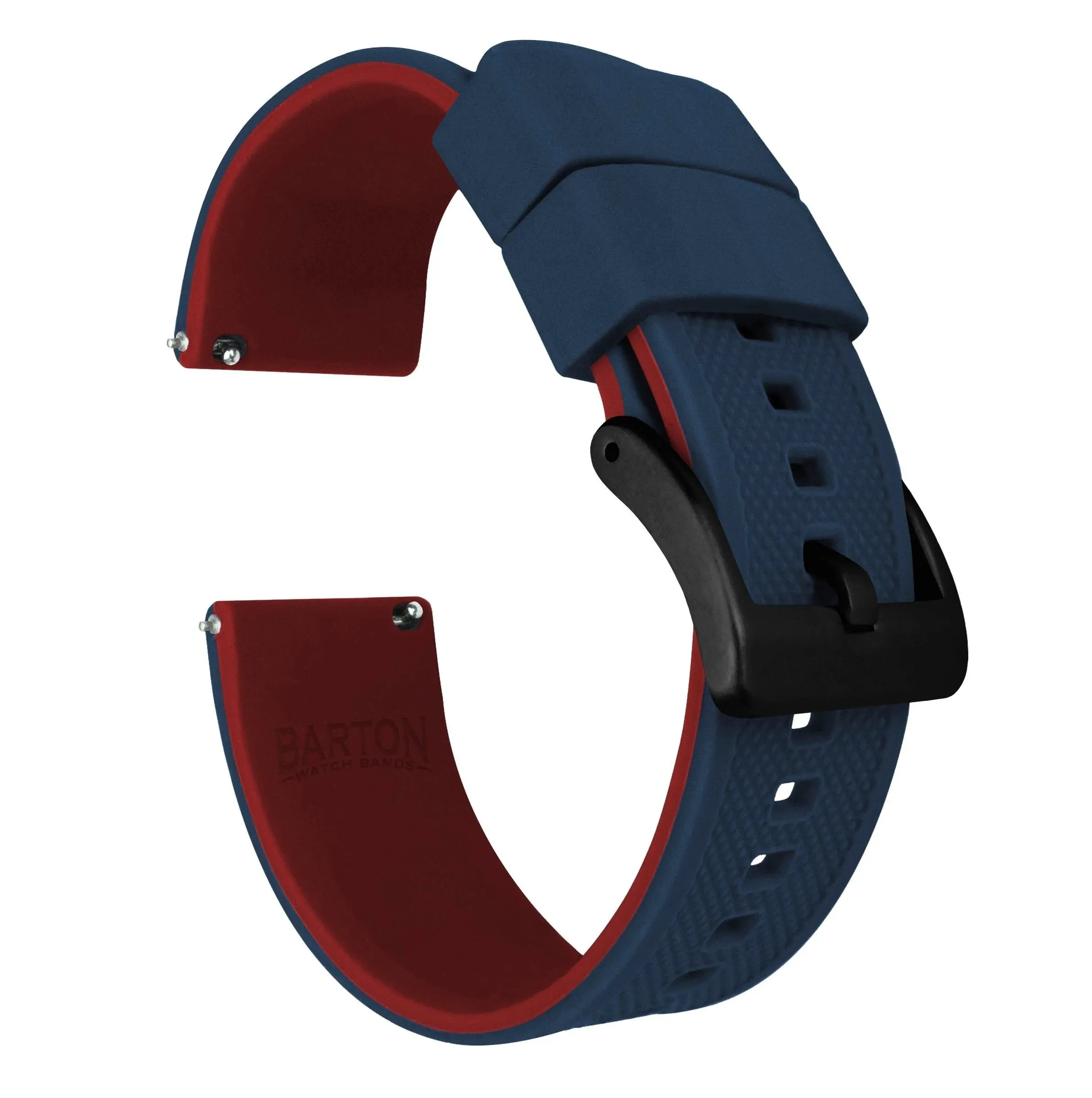 Samsung Galaxy Watch Active Elite Silicone Navy Blue Top Crimson Red Bottom Watch Band