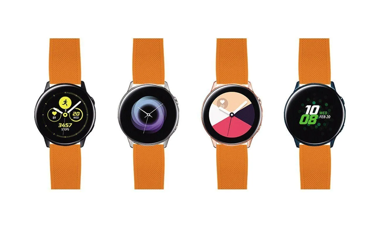 Samsung Galaxy Watch Active Elite Silicone Pumpkin Orange Top Black Bottom Watch Band