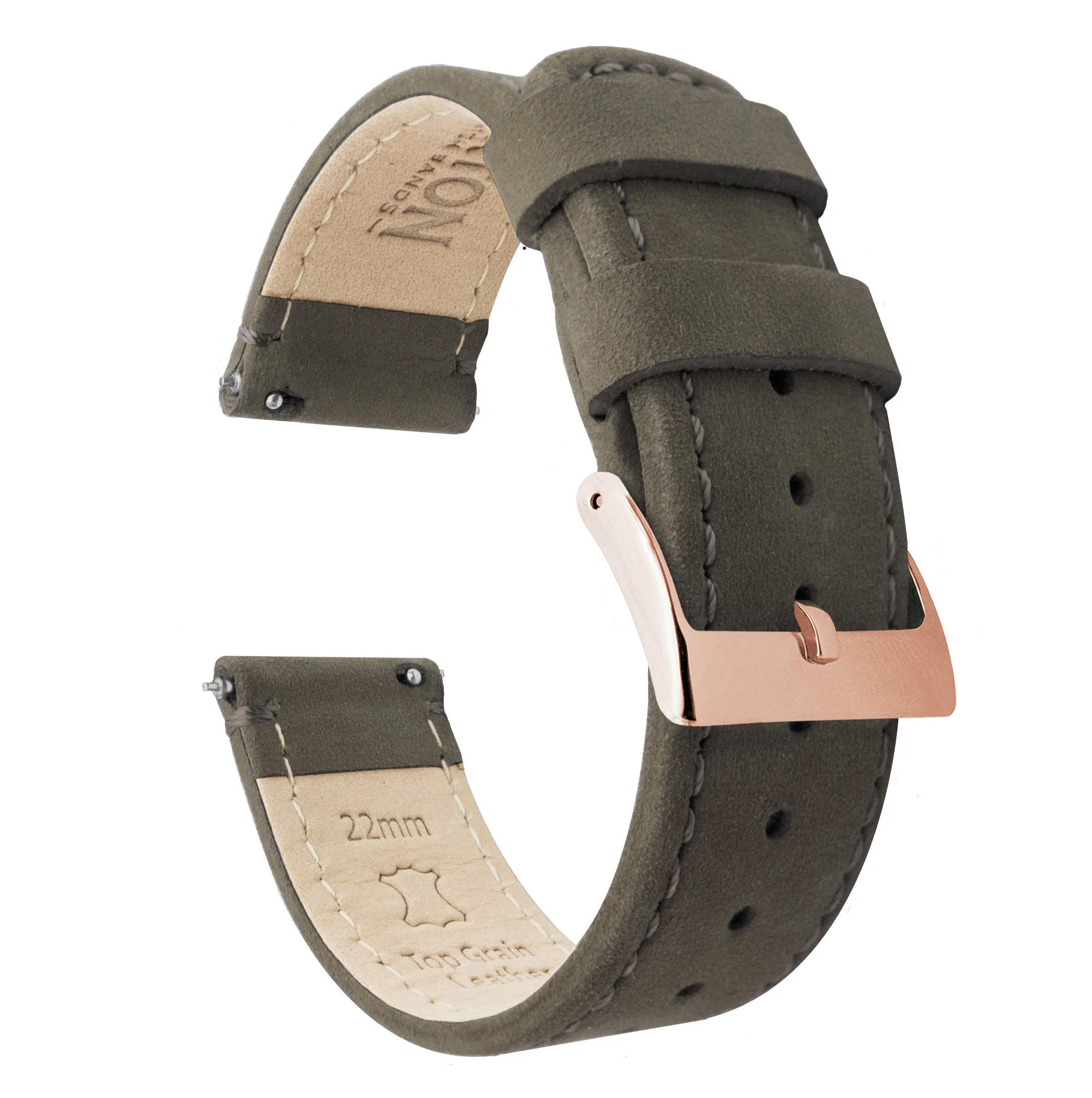 Samsung Galaxy Watch Active Espresso Brown Leather Stitching Watch Band