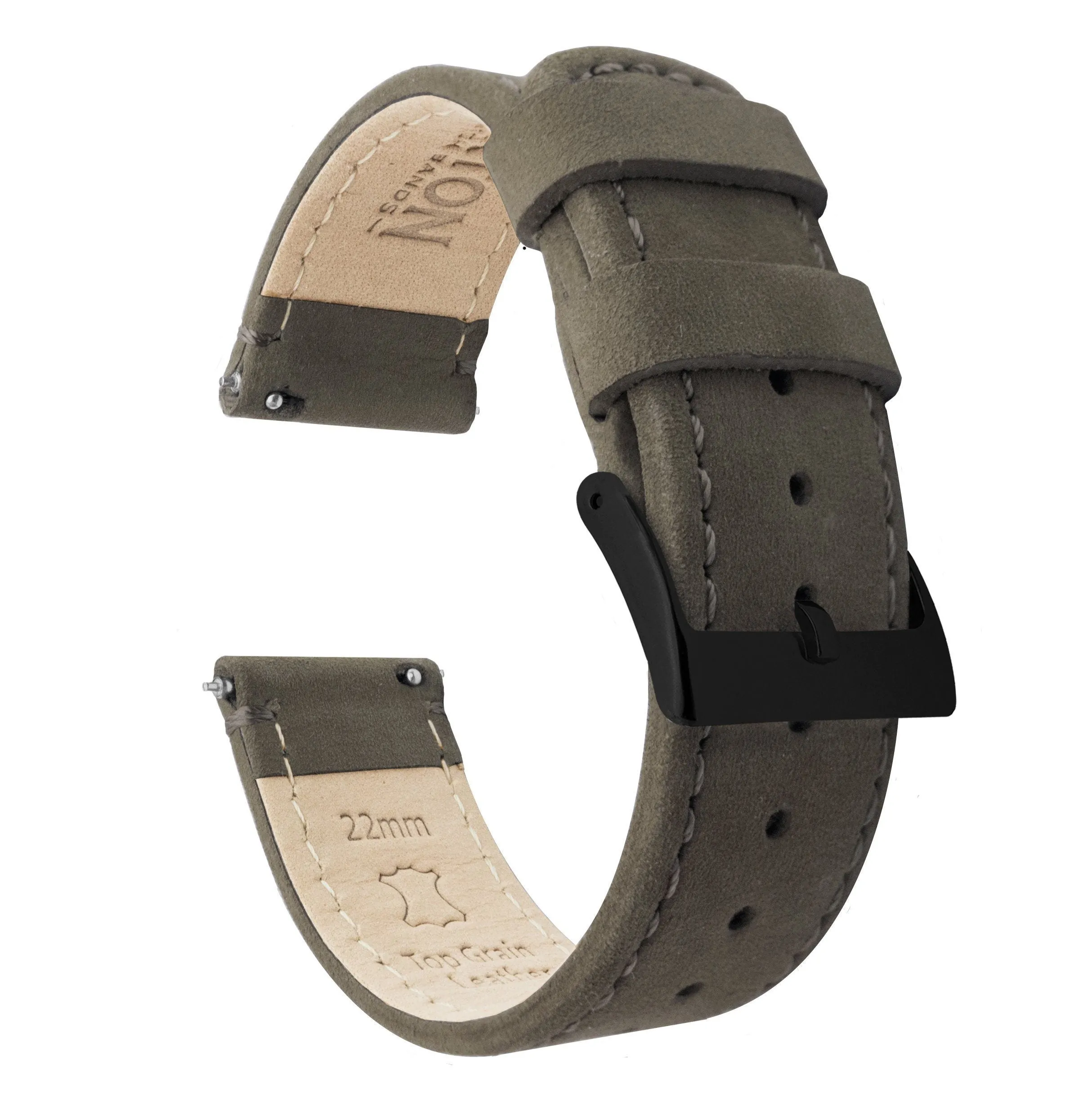 Samsung Galaxy Watch Active Espresso Brown Leather Stitching Watch Band