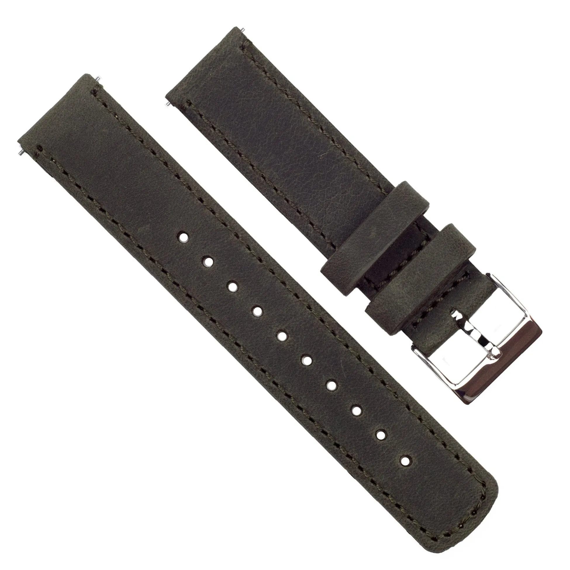Samsung Galaxy Watch Active Espresso Brown Leather Stitching Watch Band