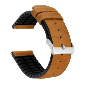 Samsung Galaxy Watch Active Leather And Rubber Hybrid Cedar Brown Watch Band