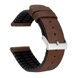 Samsung Galaxy Watch Active Leather And Rubber Hybrid Walnut Brown Watch Band